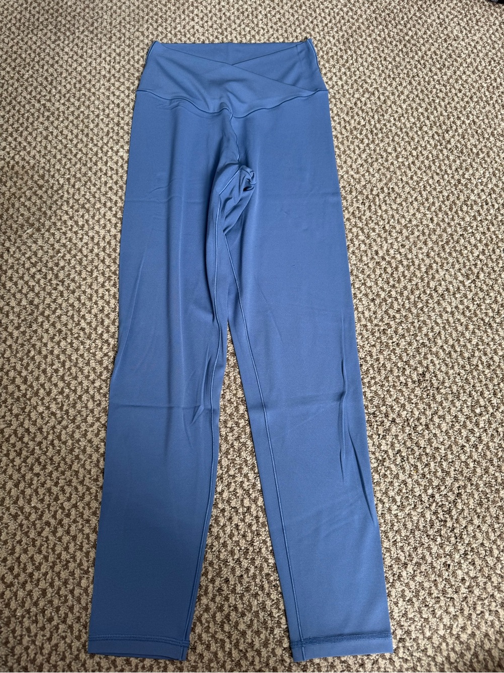 Aerie Blue Cross-Over High-Waist Athletic Leggings